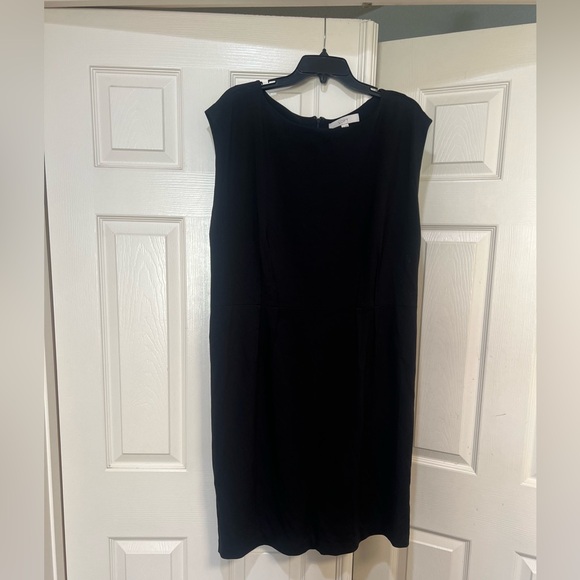 ANN TAYLOR  Black Jersey knit Sleeveless MIDI Work Career Dress Stretch Sz 18 - Picture 1 of 12
